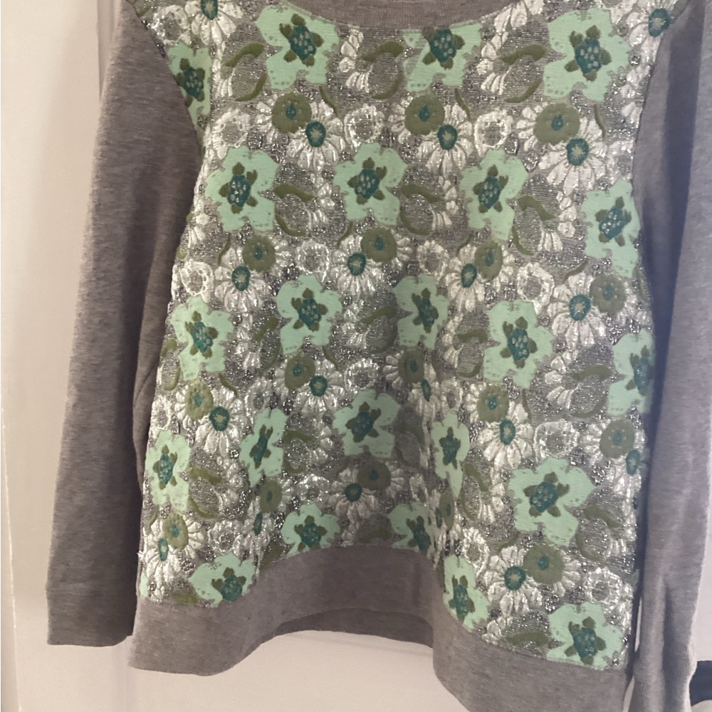 J. Crew Floral Sweater - Mint and Taupe - Picture 3 of 5